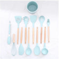 Kit Completo de Utensílios de Cozinha em Silicone – 12 Peças com Cabo de Madeira