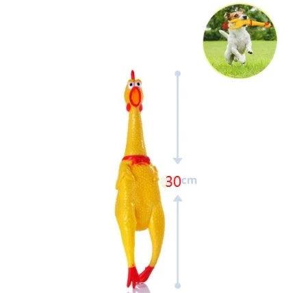 Brinquedo de Borracha em Forma de Galinha que Faz Barulho ao Ser Apertado - Para Pet