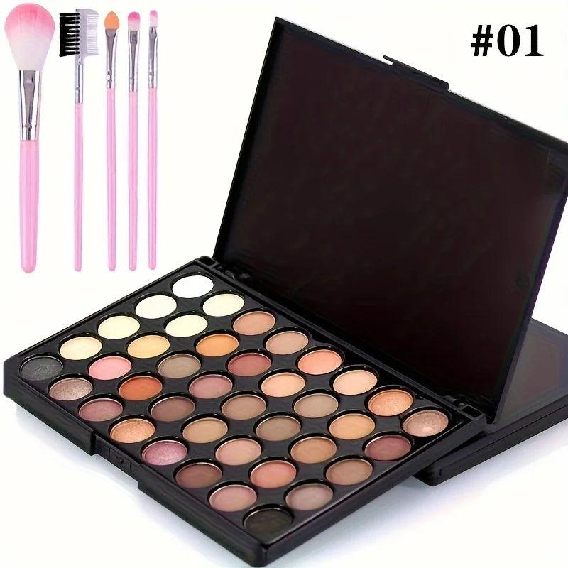 Paleta de Sombras Glitter 40 Cores + 5 Pincéis Grátis – Alta Pigmentação e Longa Duração!