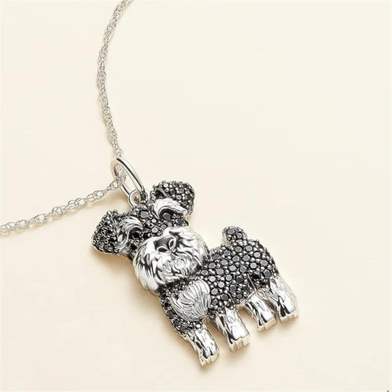 Colar de Pingente de Cachorro Schnauzer Exquisito e Fofo para Mulheres - Joia Elegante para Pet, Acessórios de Animais, Presente para Amantes de Cães