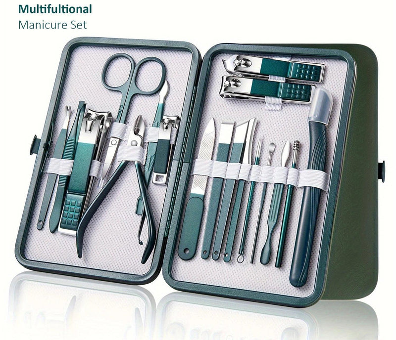 Kit Profissional de Manicure e Pedicure – Peças em Aço Inoxidável com Estojo de Viagem