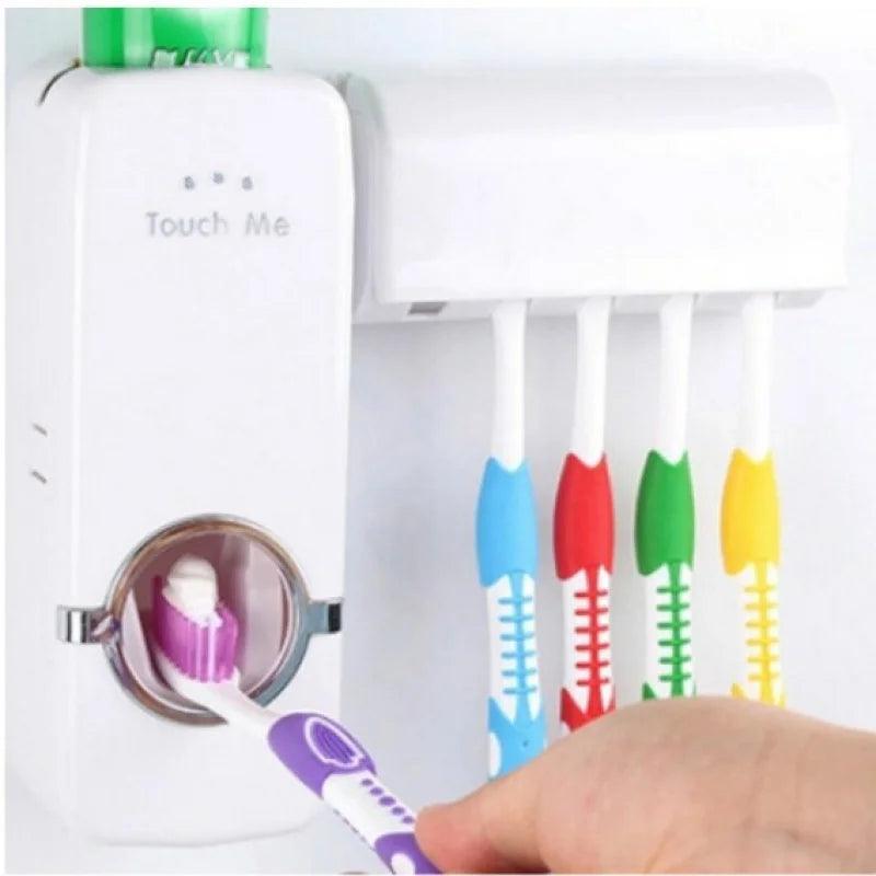 Dispenser Automático de Creme Dental + Suporte para 5 Escovas – Mais Praticidade e Higiene para seu Banheiro!