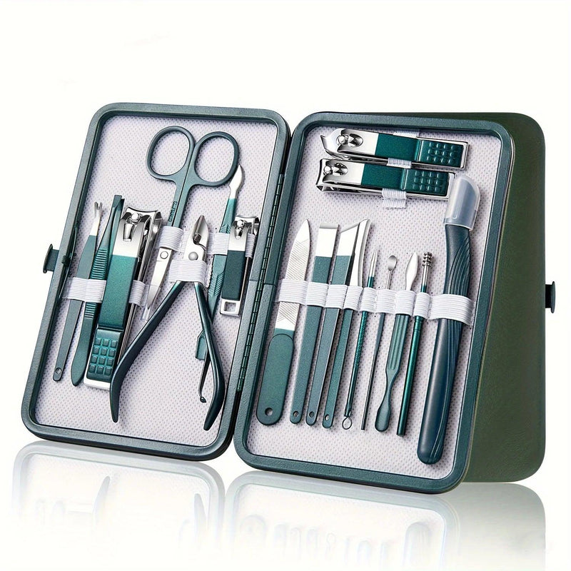 Kit Profissional de Manicure e Pedicure – Peças em Aço Inoxidável com Estojo de Viagem