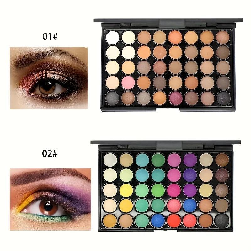 Paleta de Sombras Glitter 40 Cores + 5 Pincéis Grátis – Alta Pigmentação e Longa Duração!