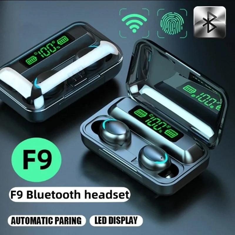 Fone de Ouvido Bluetooth TWS F9-5 – Som Hi-Fi, Microfone Integrado e Design Esportivo